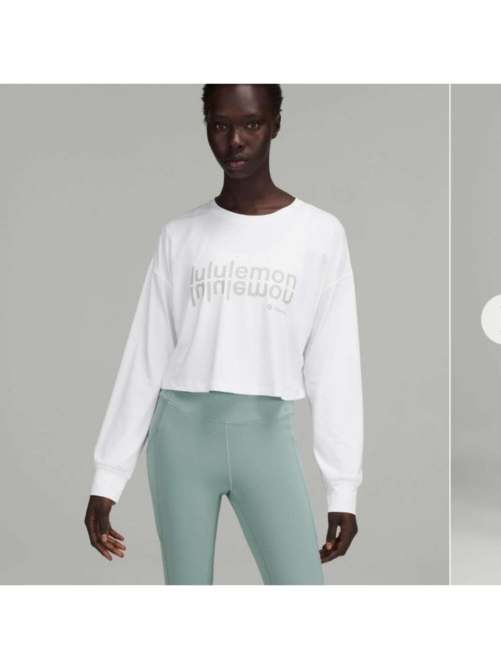 lululemon athletica Women's Muscle Love Motif White  Long Sleeve Crop Top 6